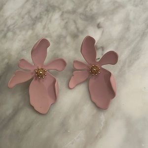 Pink flower earrings